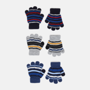 Перчатки YO! R-118/5P/B 16 (3 пары) Синий в полоску/Темно-синий в полоску/Серый в полоску (5903999479749) надежный