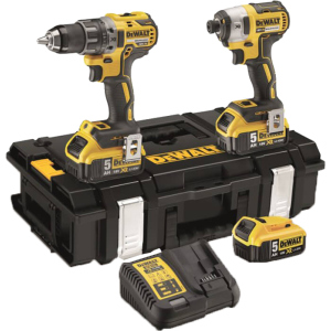 купить Набор из двух инструментов бесщеточных DeWalt 18 В XR Li-lon, 5 Ач, чемодан, 3 аккумулятора и зарядное устройство (DCK266P3)