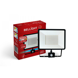 Прожектор светодиодный Bellight 230V 100W 4000K с датчиком движения надежный