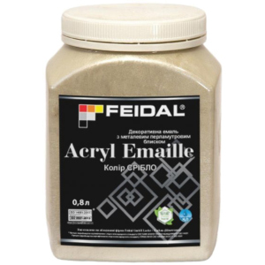 хорошая модель Эмаль декоративная Feidal Acryl Emaille с металлическим перламутровым блеском 0.8 л Серебро (4820232441909)