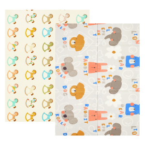 Детский двусторонний развивающий складной термоковрик для ползания POPPET Разноцветные зверята и Игрушечные лошадки 150х200x0.9 см (PP016-150H) ТОП в Черкассах
