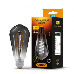 LED лампа VIDEX Filament ST64FGD 4W E27 2100K 220V Диммерная графит (VL-ST64FGD-04272) лучшая модель в Черкассах