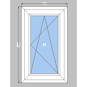 Окно металлопластиковое Lider 58 mm 1-створчатое поворотно-откидное, фурнитура Vorne, 600х1000 мм, белое ТОП в Черкассах