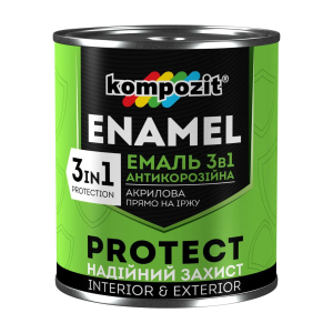 Емаль антикорозійна 3в1 Kompozit PROTECT, 2.7кг Чорна краща модель в Черкасах