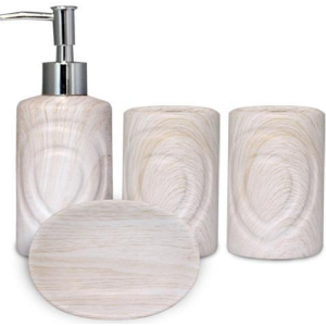 Набор аксессуаров "Дуб беленный" для ванной комнаты 4 предмета, керамика