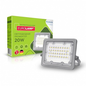 Прожектор світлодіодний EUROLAMP 20Вт 5000K 2000Лм сірий (LED-FL-20(gray)) ТОП в Черкасах