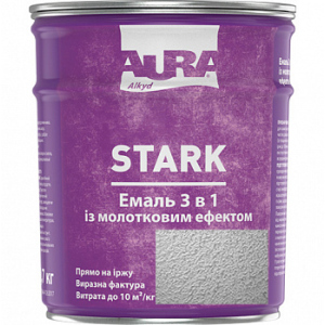 Молоткова емаль Aura® Stark 3 в 1 срібний №20 глянець 0.7 кг краща модель в Черкасах