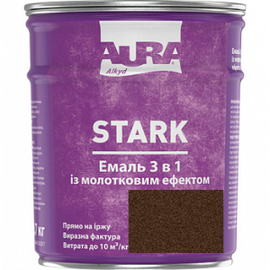 Молотковая эмаль Aura® Stark 3 в 1 темно-коричневый №88 глянец 0.7 кг в Черкассах