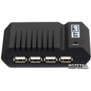 USB USB 2.0 4-х портовий Хаб з блоком живлення STLab (U-181 Black) в Черкасах