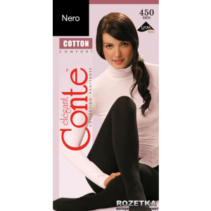 Колготки Conte з бавовни Cotton 450 Den 3 р. Nero -4811473078160