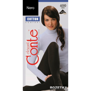 Колготки Conte з бавовни Cotton 400 Den 3 р Nero -4811473020398 краща модель в Черкасах