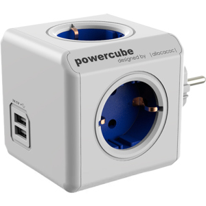 купить Сетевой разветвитель Allocacoc Powercube Original с заземлением 4 розетки USB (1202BL/DEOUP)