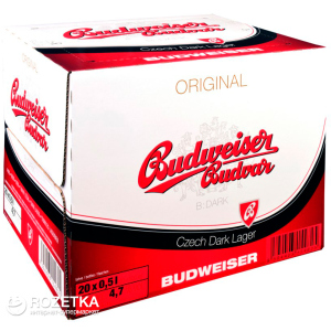 Упаковка пива Budweiser Budvar B Dark темное фильтрованное 4.7% 0.5 л x 20 шт (8594403150827) лучшая модель в Черкассах