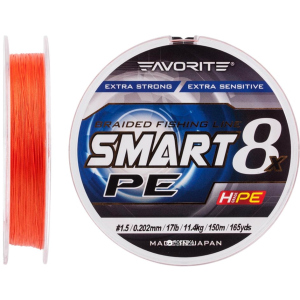 Шнур Favorite Smart PE 8x 150 м # 1.5/0.202 мм 11.4 кг Червоно-жовтогарячий (16931084) ТОП в Черкасах