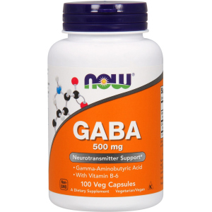 Аминокислота Now Foods GABA (Гамма-Аминомасляная Кислота) 500 мг 100 гелевых капсул (733739000873)