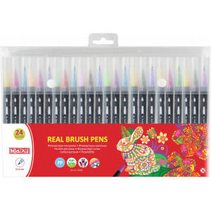 Фломастери-пензлики Maxi Real Brush 24 кольори (MX15230) краща модель в Черкасах