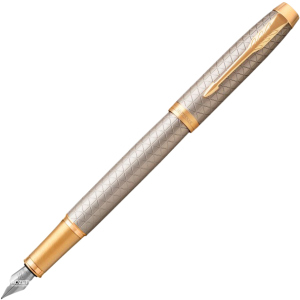 Ручка перьевая Parker IM 17 Premium Warm Silver GT FP F Черная Серебристо-золотой корпус (24 111) надежный