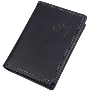 Шкіряна обкладинка на паспорт Grande Pelle leather-11203 Чорна ТОП в Черкасах