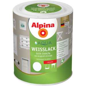 Эмаль Alpina Aqua Weisslack Sm Шелковисто-матовая 0.75 л Белая (910900) в Черкассах