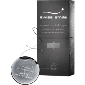 Зубна стрічка вощена зі смаком м'яти Swiss Smile Basel Базель колір чорний 70 м (900-990) 7640131979924 краща модель в Черкасах