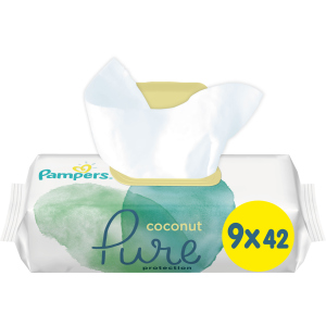 Дитячі вологі серветки Pampers Pure Coconut 378 шт (8001841709017) краща модель в Черкасах