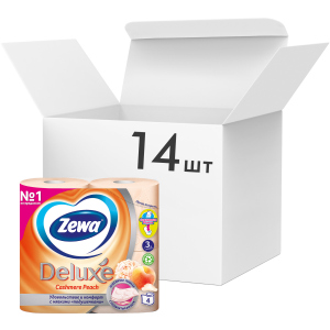 Упаковка туалетного паперу Zewa Deluxe тришаровий аромат Персик 14 шт по 4 рулони (7322540059793) в Черкасах