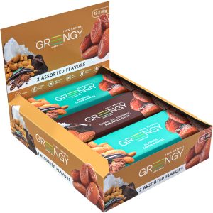 Упаковка батончиків Greengy Асорті шоколадне 40 г х 12 шт (4820221320635) в Черкасах