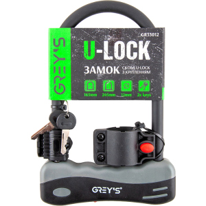 Замок Grey`s скоба U-lock із кріпленням 12 x 165 x 245 мм (GR33012) ТОП в Черкасах