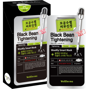 Тканинна маска для обличчя Wellderma Звуження пор Black Bean Tightening Weekly Smart Mask 10 шт x 25 мл (8809387192092) краща модель в Черкасах