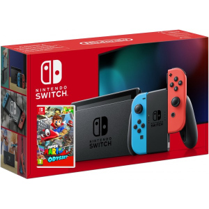 Nintendo Switch Neon Blue-Red (Upgraded version) + Игра Super Mario Odyssey (русская версия) лучшая модель в Черкассах