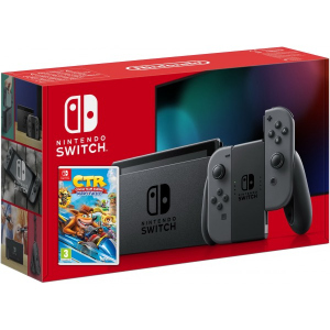 хороша модель Nintendo Switch Gray (Upgraded version) + Гра Crash Team Racing Nitro-Fueled