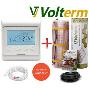 Кабельний мат Volterm Hot Mat 1,3м²/210Вт/ 180Вт/м² тепла підлога електрична під плитку з програмованим терморегулятором E51 ТОП в Черкасах