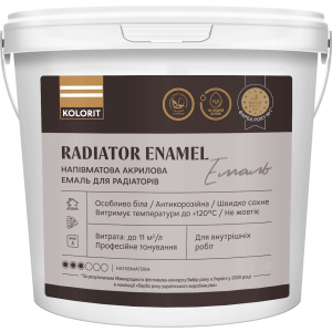 Емаль напівматова акрилова для радіаторів Kolorit Radiator Enamel 0.9 л (4823046206597) краща модель в Черкасах