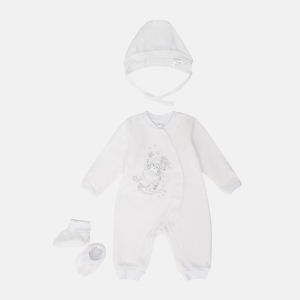 Людина тепла + чепчик + пінетки Garden Baby 29235-01 62 см Білі (4822923501206) ТОП в Черкасах