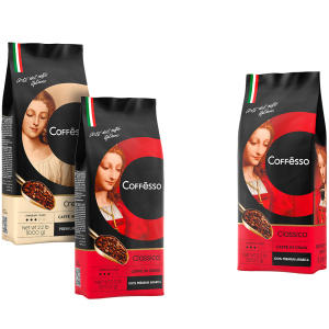 Набор кофе в зернах Coffesso Classico 1000 г х 2 шт + Coffesso Crema 1000 г бесплатно (2300000010251) ТОП в Черкассах