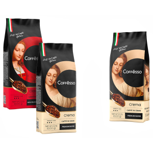 Набор кофе в зернах Coffesso Crema 1000 г х 2 шт + Coffesso Classico 1000 г бесплатно (2300000010268) лучшая модель в Черкассах