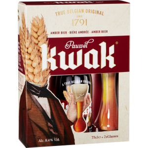 Пиво Kwak Pauwel полутемное фильтрованное 8.4% 0.75 л с 2 бокалами (5410693100737)