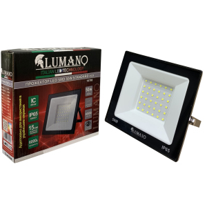 Прожектор LED SMD 50W 6000K (L-15см з радіатором) STANDARDeco чорний LUMANO краща модель в Черкасах