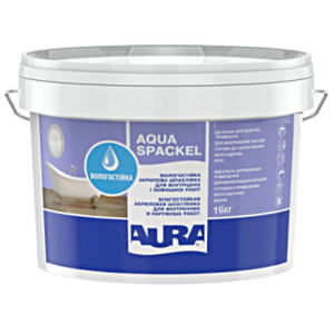 Влагостойкая шпатлевка Aura Luxpro Aqua Spackel белая для внутренних и наружных работ 16кг в Черкассах