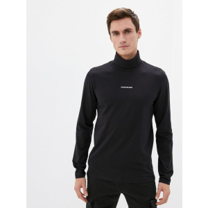 Водолазка Calvin Klein Jeans L/S Micro Branding Roll Neck J30J318469-BEH L Черная (8719854072706) лучшая модель в Черкассах