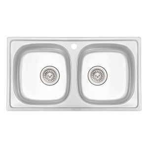 Кухонная мойка с двумя чашами Qtap 7843-B 0,8 мм Micro Decor (QT7843BMICDEC08) в Черкассах