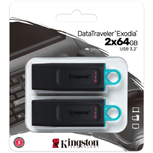 Kingston DataTraveler Exodia 2x64GB USB 3.2 Gen 1 Black/Blue (DTX/64GB-2P) надежный