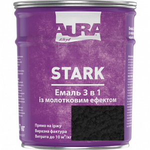 Молотковая эмаль Aura® Stark 3 в 1 черный №90 глянец 2.2 кг ТОП в Черкассах