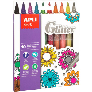 Набір маркерів Apli Kids Glitter з блискітками 10 кольорів (18218) (8410782182184) ТОП в Черкасах