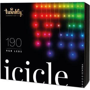 Світлодіодна Smart LED гірлянда Twinkly Icicle RGB 190, BT+WiFi, Gen II, кабель IP44 прозорий (TWI190STP-TEU) ТОП в Черкасах