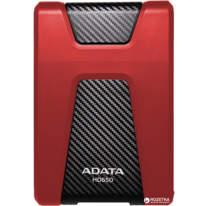 Жесткий диск ADATA DashDrive Durable HD650 1TB AHD650-1TU31-CRD 2.5" USB 3.1 External Red лучшая модель в Черкассах