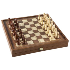 Набір ручної роботи 3 в 1 Manopoulos, шахи + нарди + шашки, фігури та фішки дерев'яні, класичні, 39 x 39 см, 3.6 кг (STP36E)