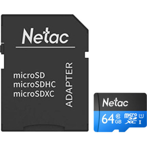 Netac P500 Standard microSDXC 64GB Class 10 UHS-I U1 + SD адаптер (NT02P500STN-064G-R) в Черкассах