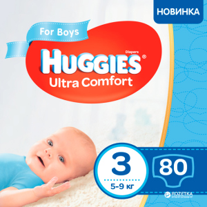 Підгузки Huggies Ultra Comfort 3 Mega для хлопчиків 80 шт (5029053543598) ТОП в Черкасах