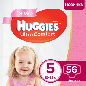 Підгузки Huggies Ultra Comfort 5 Mega для дівчаток 56 шт (5029053543642) в Черкасах